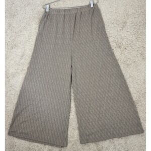 Easel Womens Wide Leg Cropped High Rise Pull On Textured Casual Pants Size L Tan